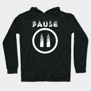 PAUSE white print design Hoodie